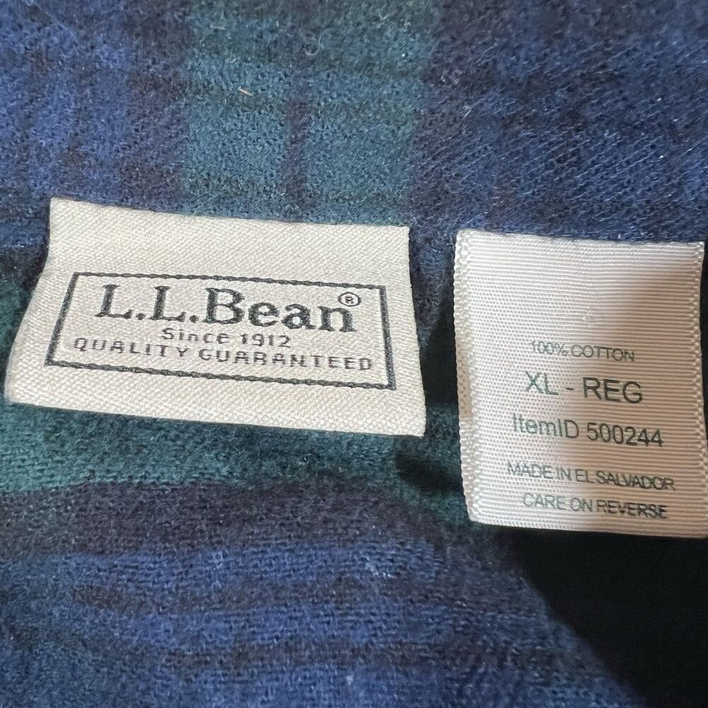 LL Bean Scotch Plaid Flannel Pajama Shirt Blue/Green Men's Size XL - Picture 6 of 7